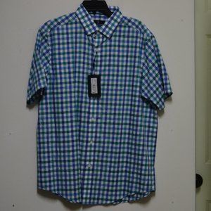 Men's Large Hart Schaffner Marx Short-Sleeve Button-Down Shirt, NWT.